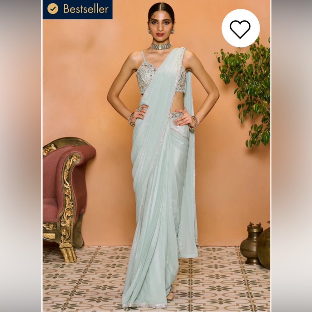 Elegant Mint Green Saree